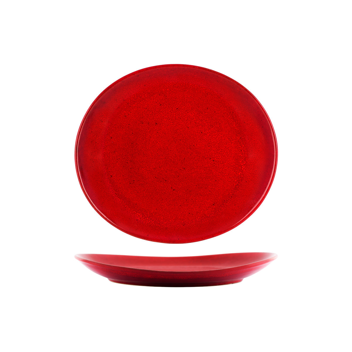 98223 Tablekraft Artistica Reactive Red Oval Plate 250mm Tomkin Australia Hospitality Supplies
