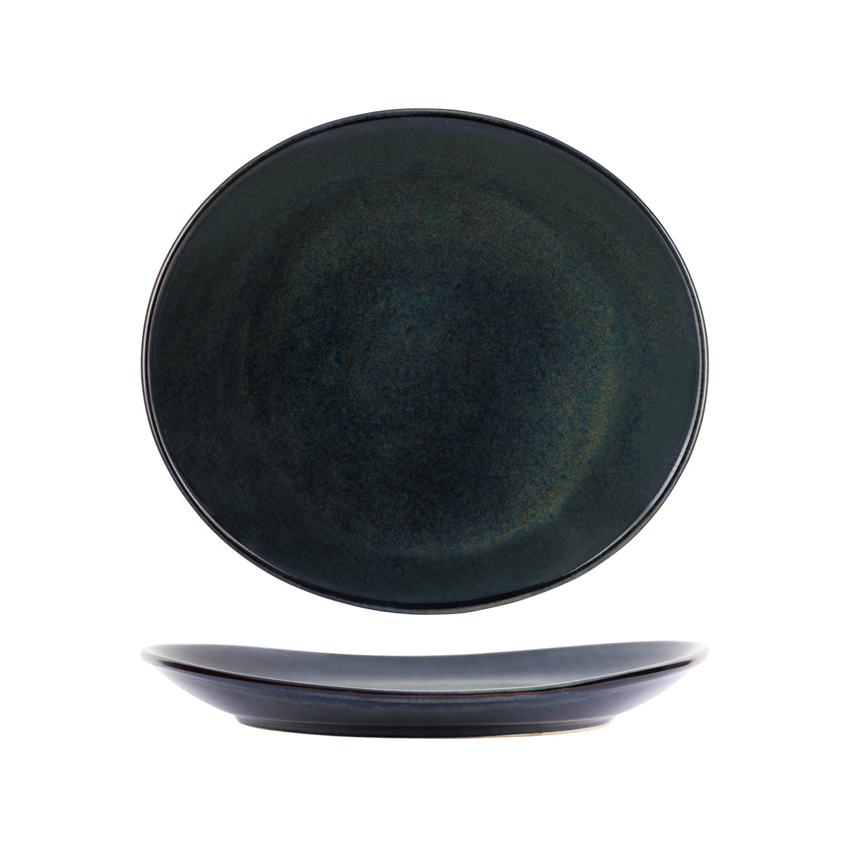 98721 Tablekraft Artistica Midnight Blue Oval Plate 297mm Tomkin Australia Hospitality Supplies