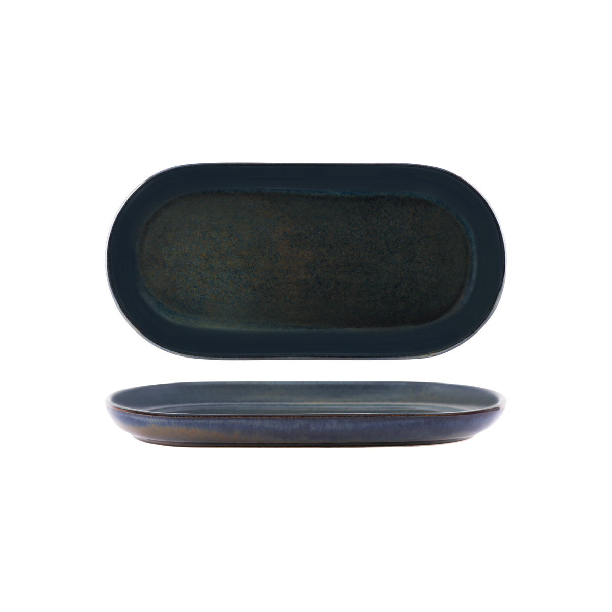 98755 Tablekraft Artistica Midnight Blue Oval Coupe Plate 300mm Tomkin Australia Hospitality Supplies