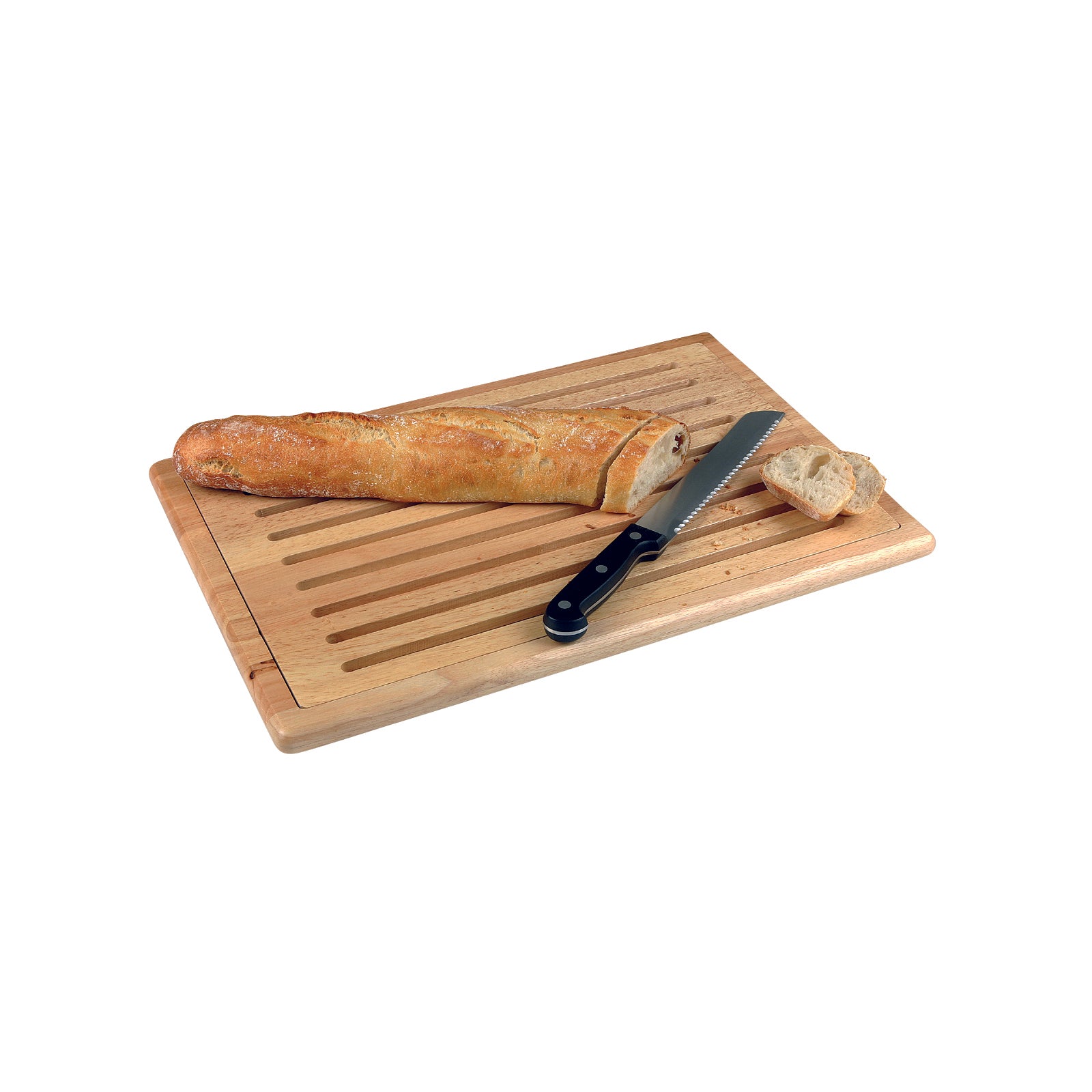 APS00955 Rubberwood Cutting Board with Crumb Shelf 475x320x20mm Tomkin Australia Hospitality Supplies