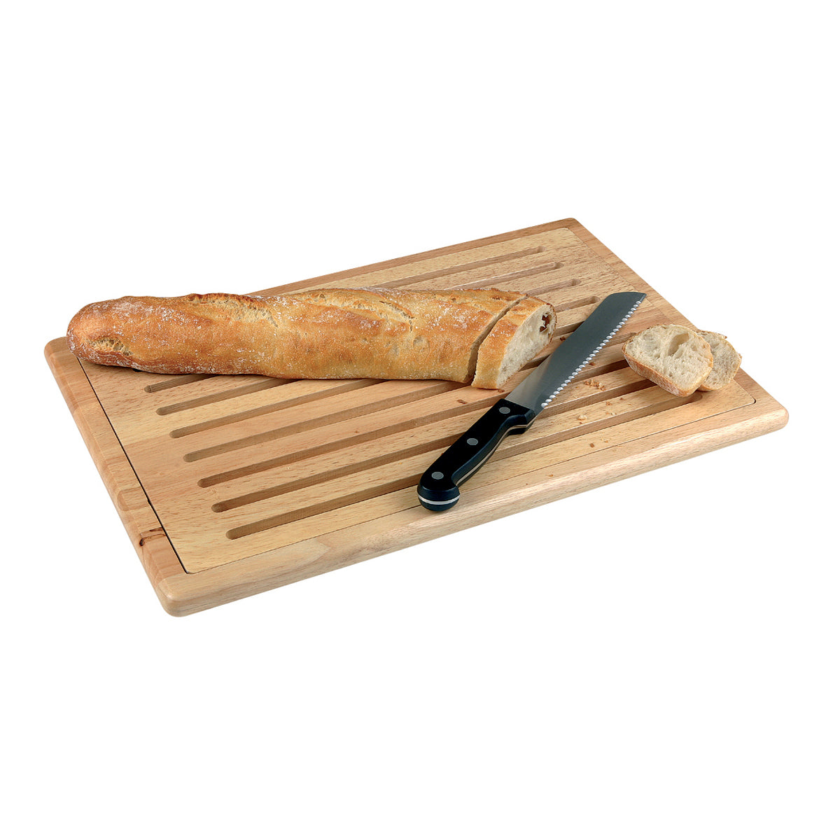 Rubberwood Cutting Board with Crumb Shelf 600x400x20mm
