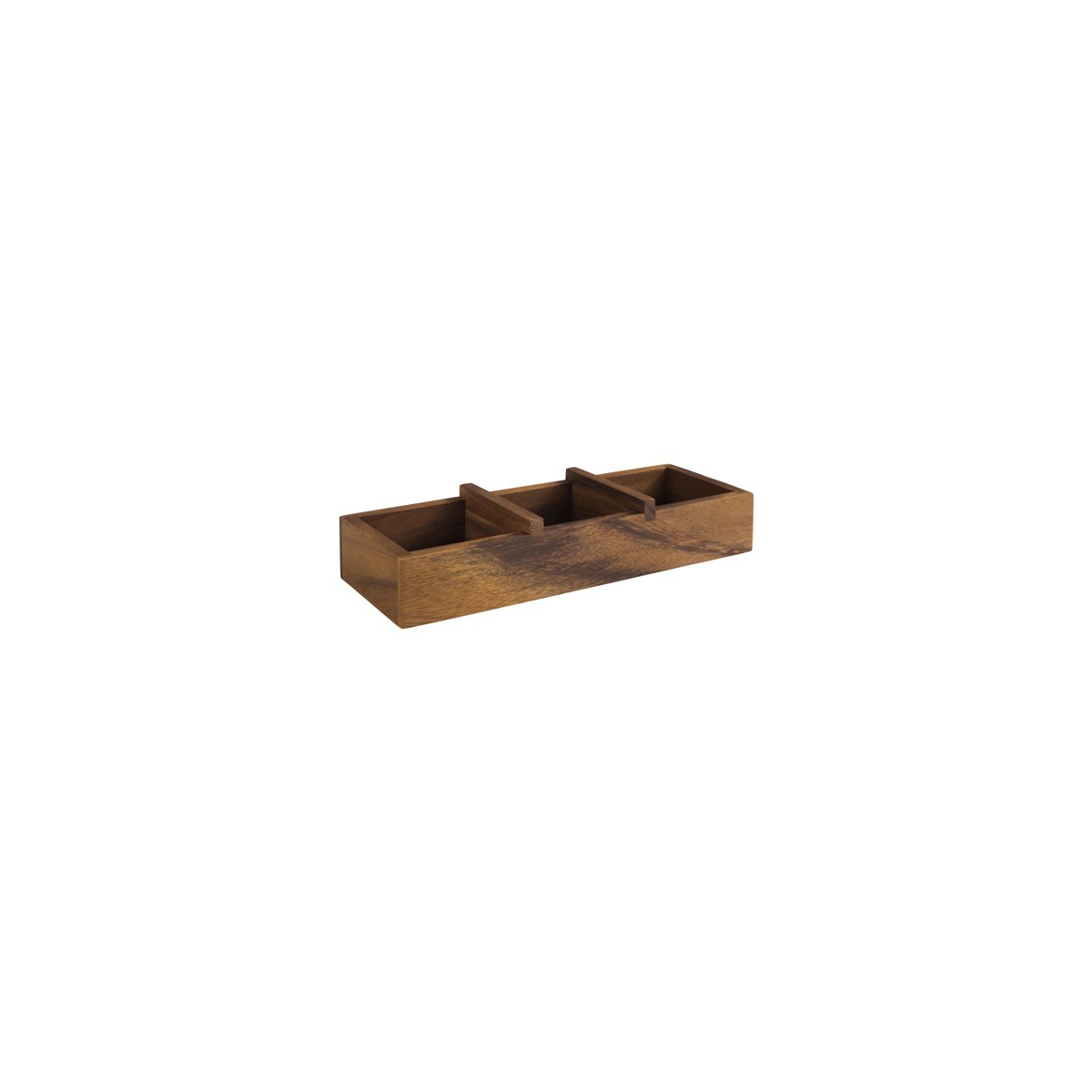 APS11727 APS APS Acacia Table Woodbox 3 Compartment 235x85x45mm  Tomkin Australia Hospitality Supplies