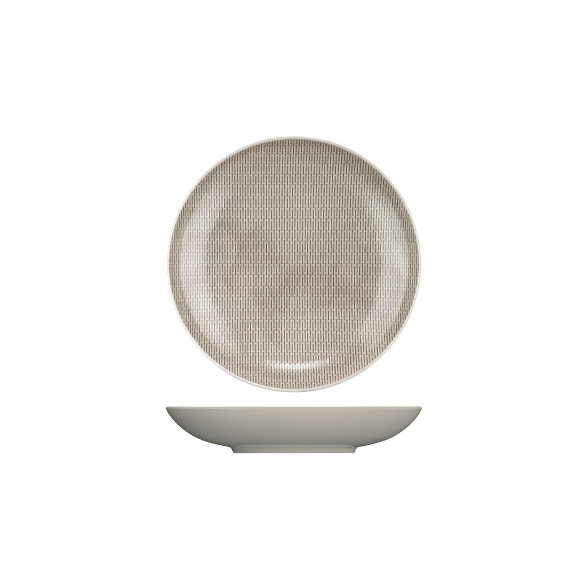 BHS6731374A Bauscher Bauscher Scope Glow Grey Round Deep Coupe Relief Plate 240x44mm Tomkin Australia Hospitality Supplies