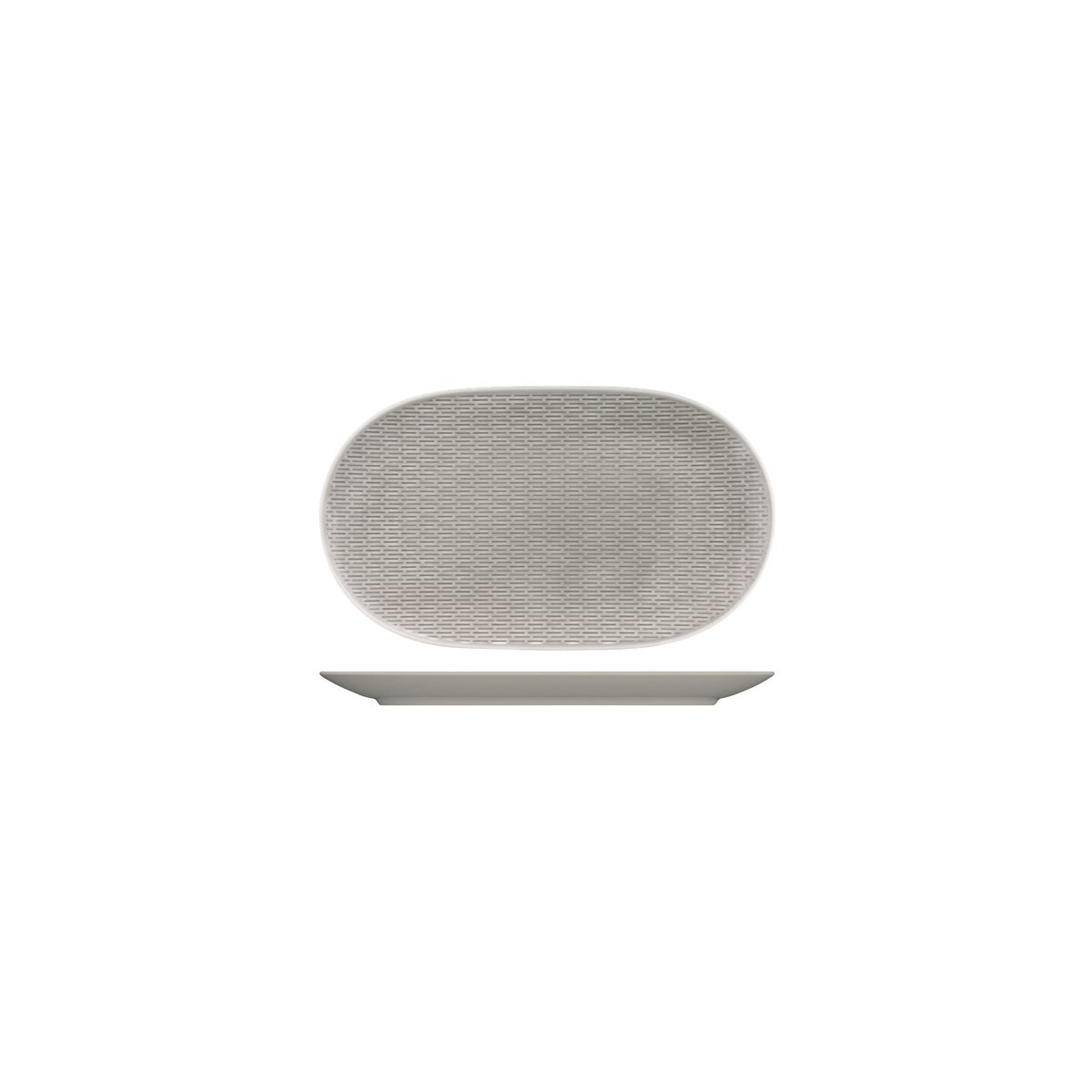 BHS6732273A Bauscher Bauscher Scope Glow Grey Oval Coupe Platter 230x151mm Tomkin Australia Hospitality Supplies