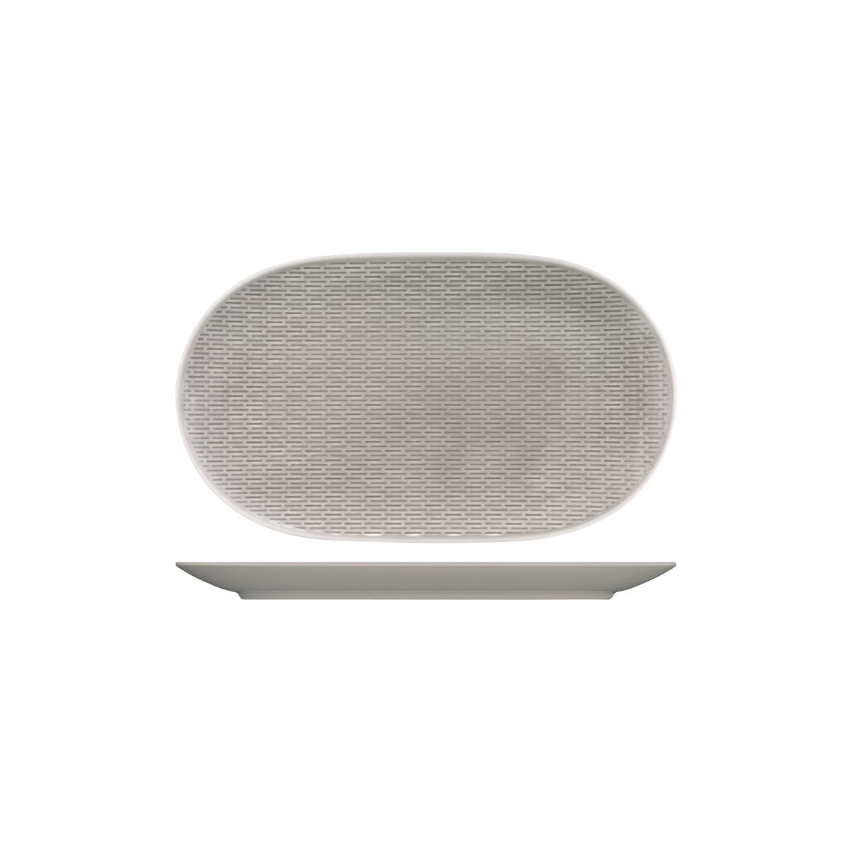 BHS6732282A Bauscher Bauscher Scope Glow Grey Oval Coupe Platter 320x186mm Tomkin Australia Hospitality Supplies