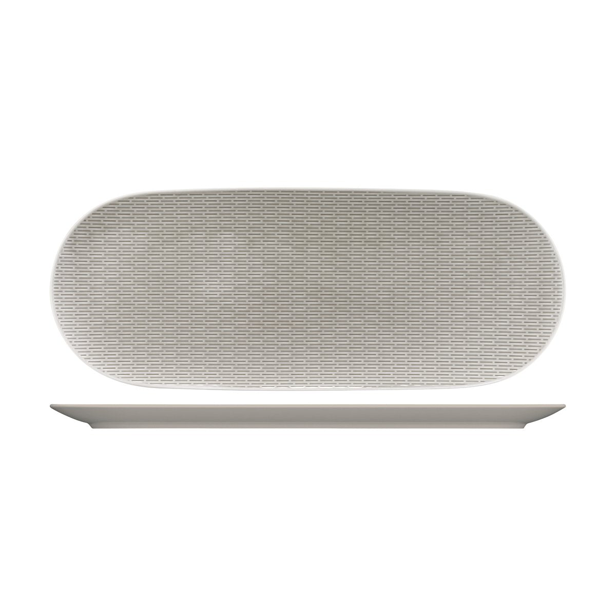 BHS6732296A Bauscher Bauscher Scope Glow Grey Oval Coupe Platter 460x182mm Tomkin Australia Hospitality Supplies