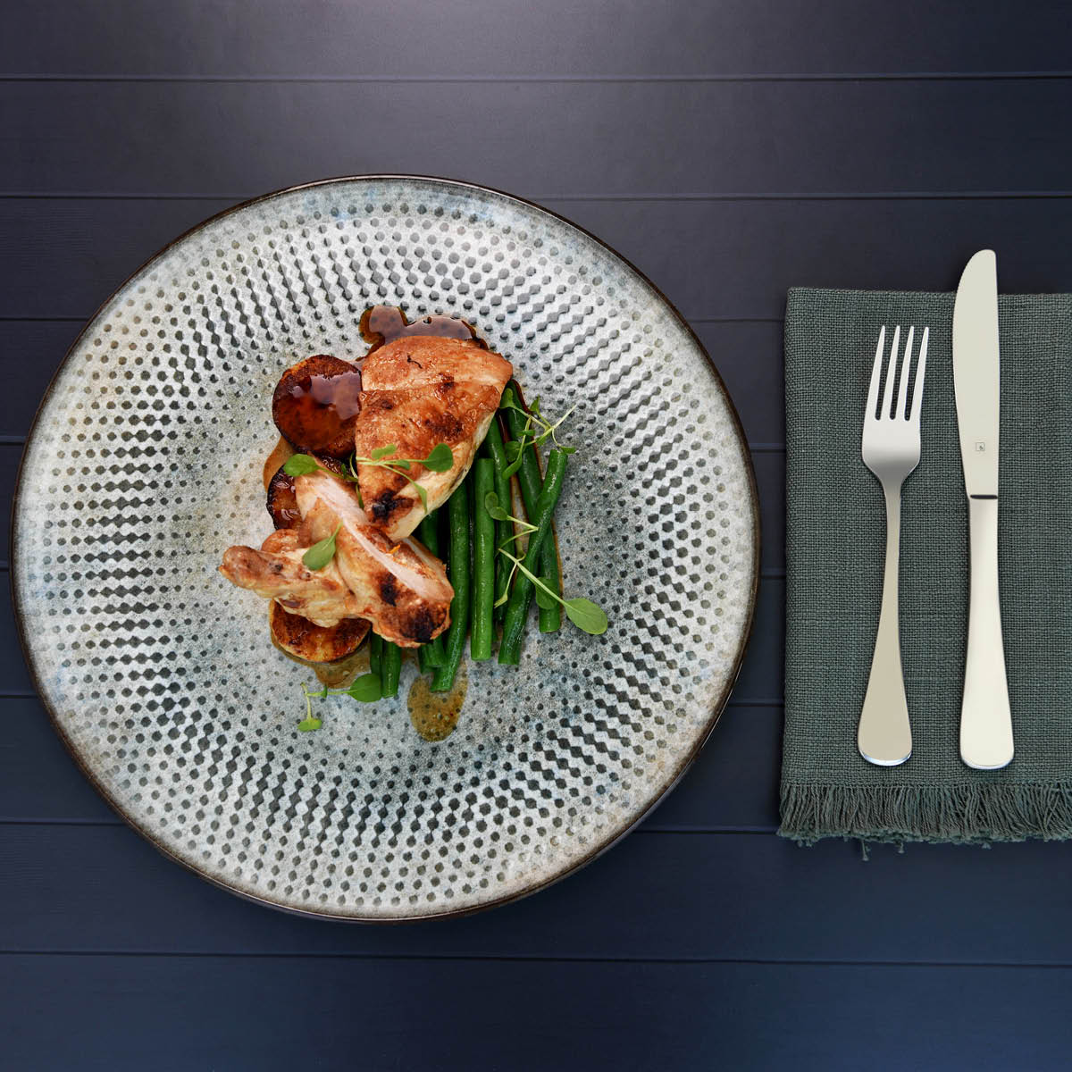 120055 Bonna Lenta Olive Round Coupe Plate 210x22mm/500ml Tomkin Australia Hospitality Supplies