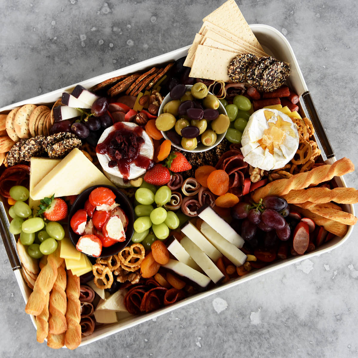 Coney Island Creme Rectangular Tray with Leather Handle 485x335x75mm