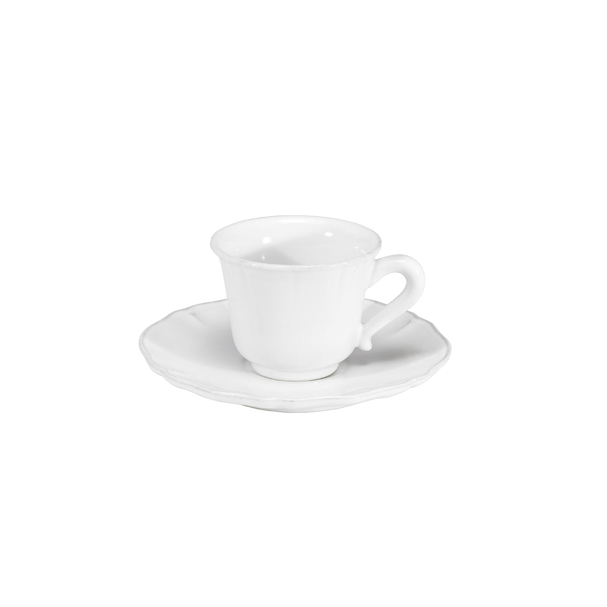 300009 Costa Nova Alentejo White Tea Cup &amp; Saucer Set 220ml Tomkin Australia Hospitality Supplies