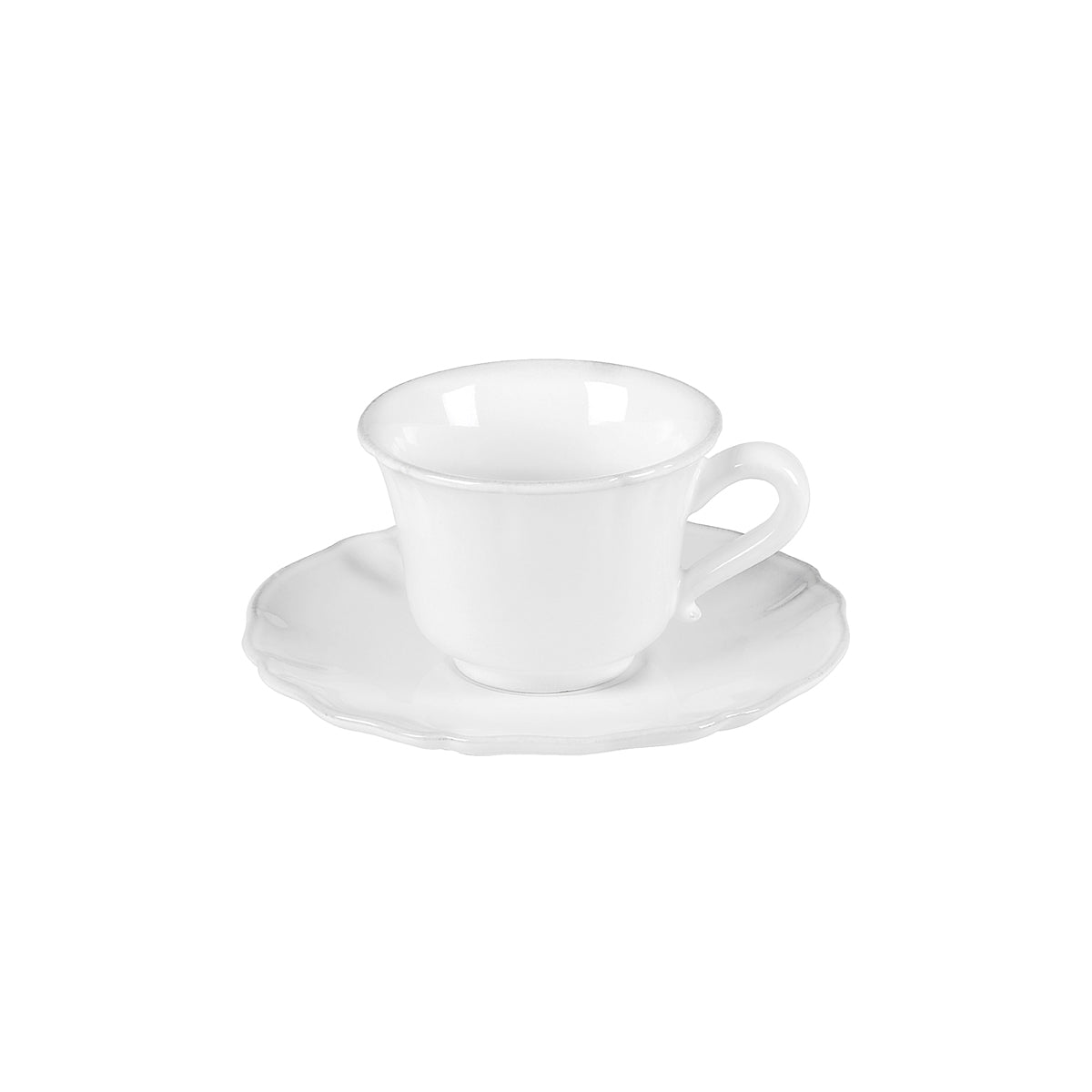300010 Costa Nova Alentejo White Coffee Cup &amp; Saucer Set 90ml Tomkin Australia Hospitality Supplies