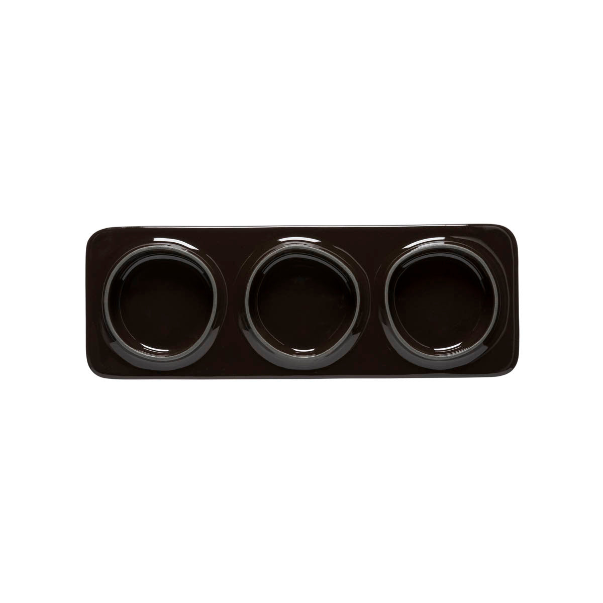 300112 Costa Nova Âmbar Chocolate Rectangular 3 Section Tray 280x99mm Tomkin Australia Hospitality Supplies