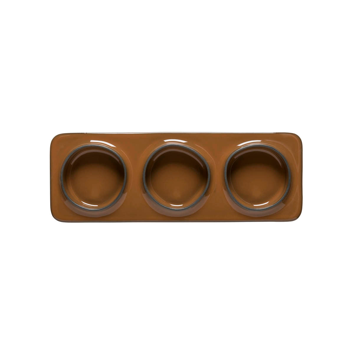 300115 Costa Nova Âmbar Dark Caramel Rectangular 3 Section Tray 280x99mm Tomkin Australia Hospitality Supplies