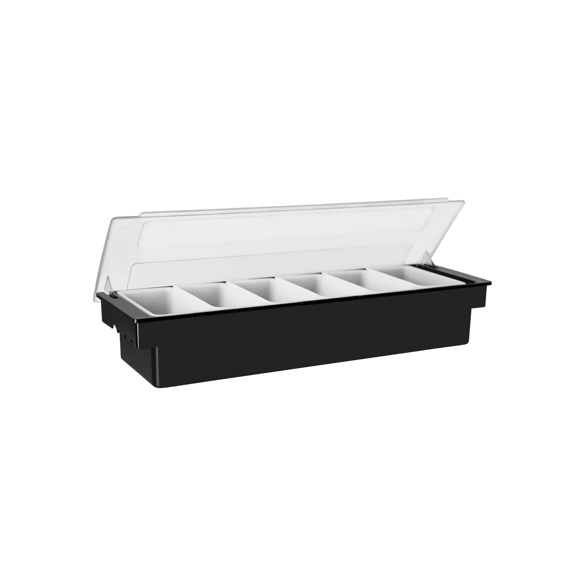 JW-B6B-BLACK Jiwins Condiment Holder 6-Compartment Black 500x160x90mm Tomkin Australia Hospitality Supplies