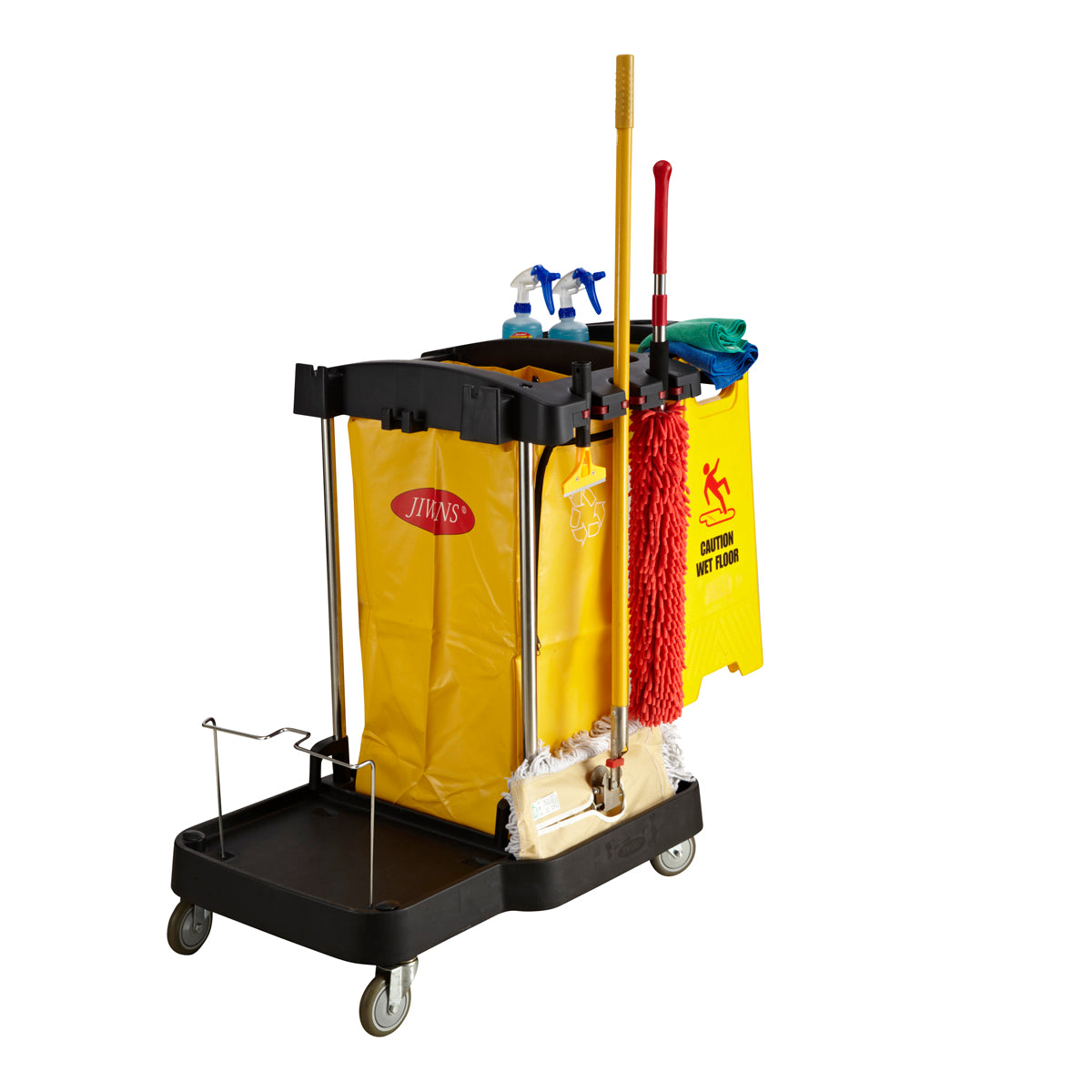 JW-CCSS Jiwins Simplified Compact Cleaning Cart Black 1095x575x975mm Tomkin Australia Hospitality Supplies