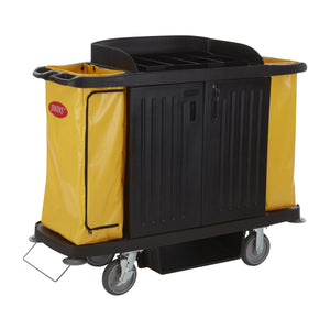 Standard Housekeeping Cart Black with Locking Doors 1536x554x1252mm