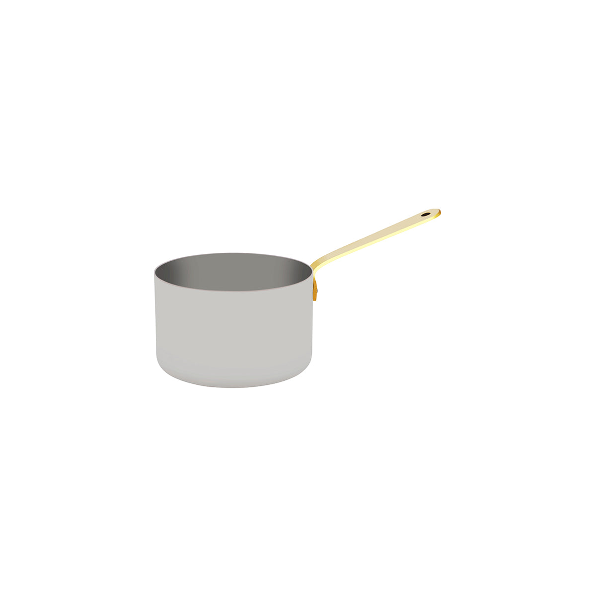 MINI-07910 Chef Inox Miniatures Saucepan Stainless Steel with Brass Handle 120x75mm Tomkin Australia Hospitality Supplies