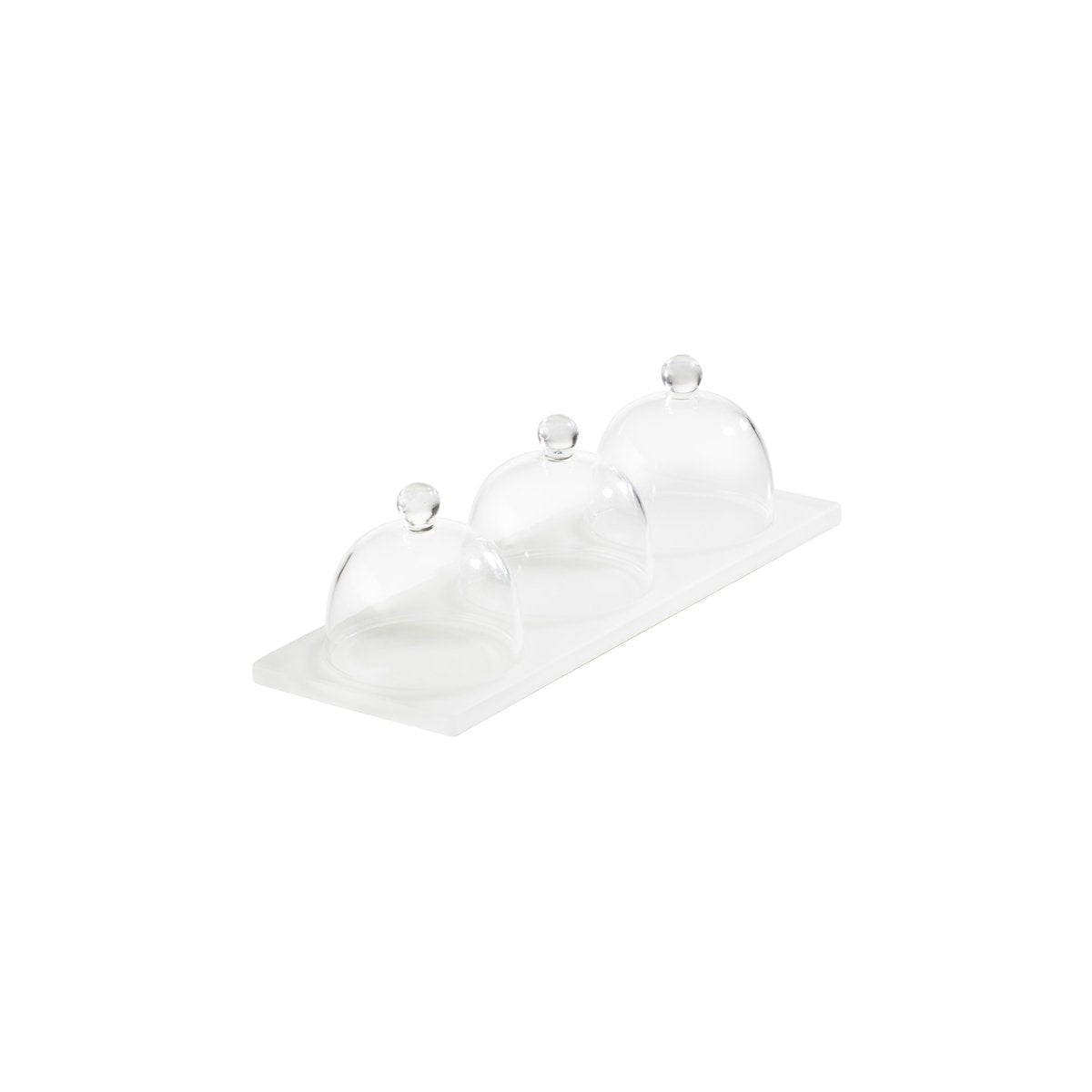 MLP116465 Mealplak Tray With 3 Cloche White 250x90x75mm Tomkin Australia Hospitality Supplies