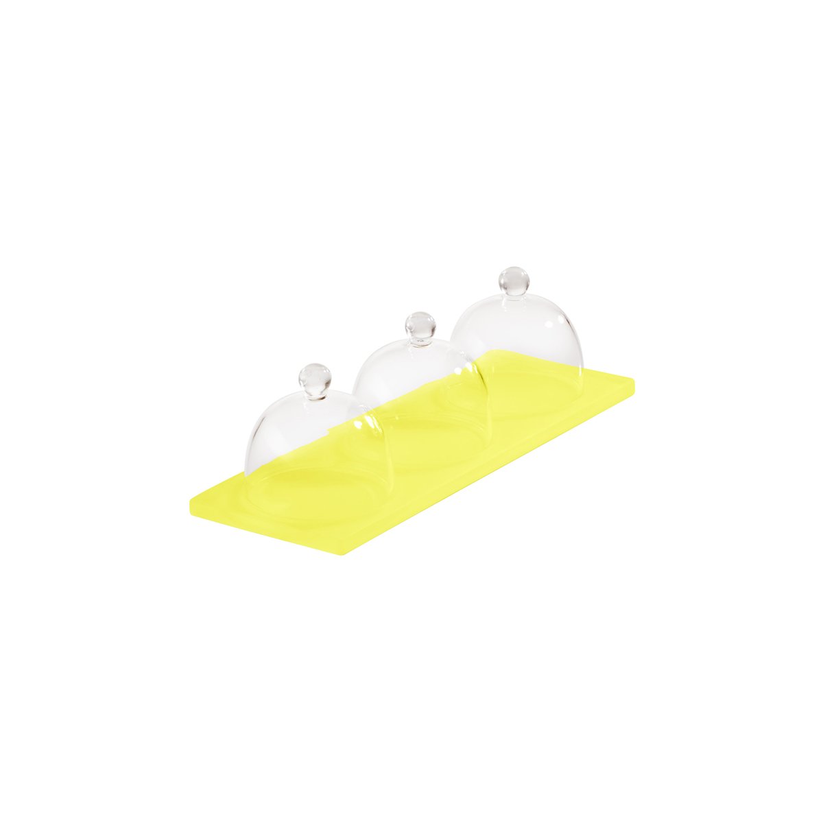 MLP116472 Mealplak Tray With 3 Cloche Lemon 250x90x75mm Tomkin Australia Hospitality Supplies