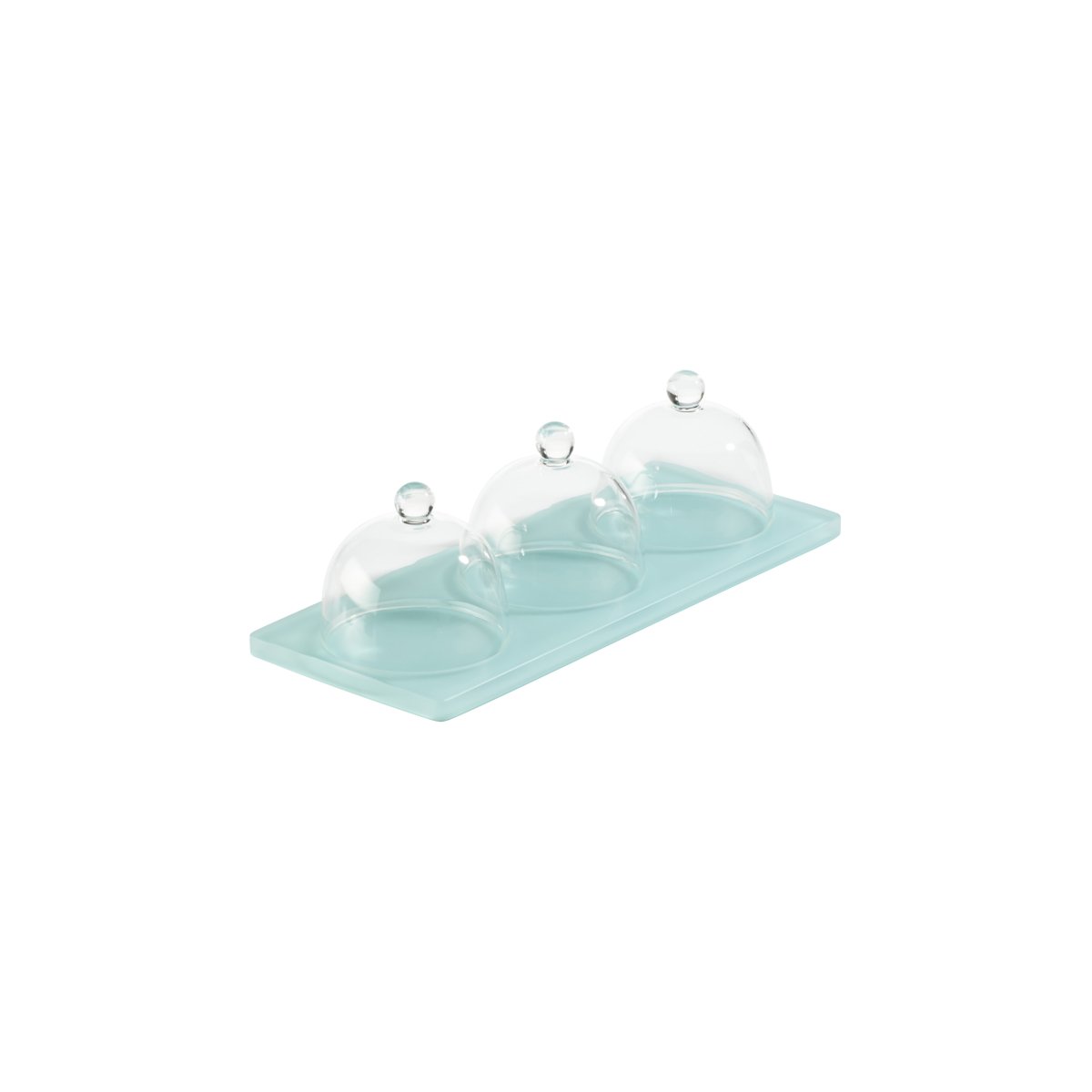 MLP116496 Mealplak Tray With 3 Cloche Lagoon 250x90x75mm Tomkin Australia Hospitality Supplies