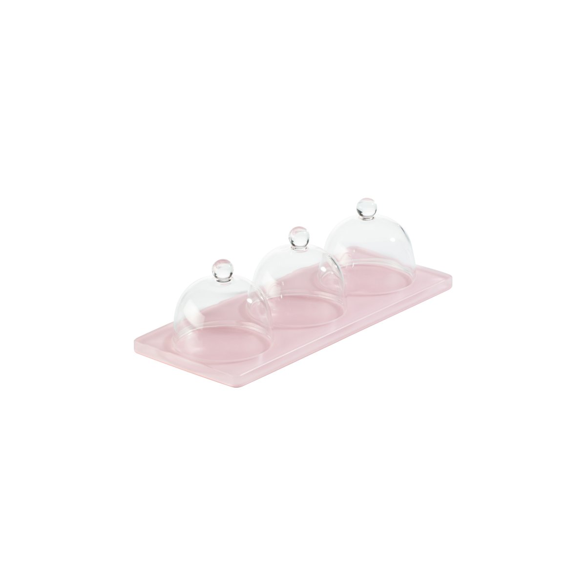 MLP116526 Mealplak Tray With 3 Cloche Pink 250x90x75mm Tomkin Australia Hospitality Supplies