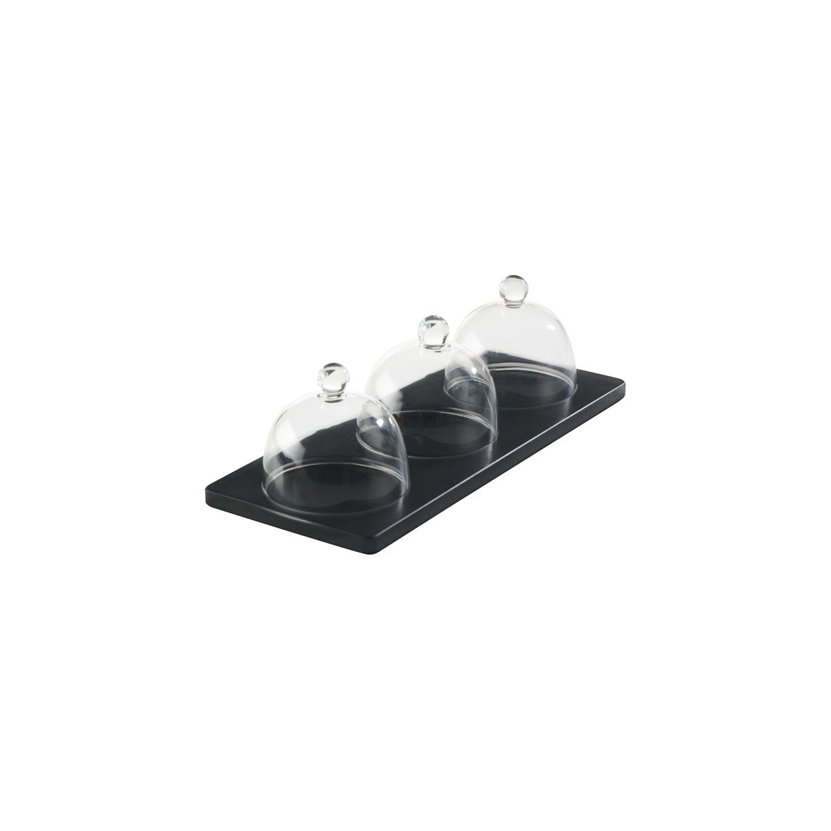 MLP118940 Mealplak Tray With 3 Cloche Anthracite 250x90x75mm Tomkin Australia Hospitality Supplies