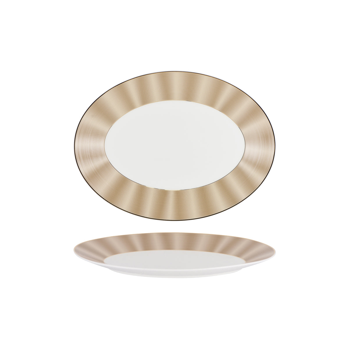 11730-4081H Nikko Japan Silk Champagne Oval Plate Wide Rim 310mm Tomkin Australia Hospitality Supplies