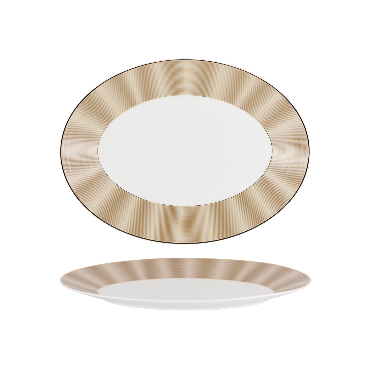 11730-4086H Nikko Japan Silk Champagne Oval Plate Wide Rim 360mm Tomkin Australia Hospitality Supplies