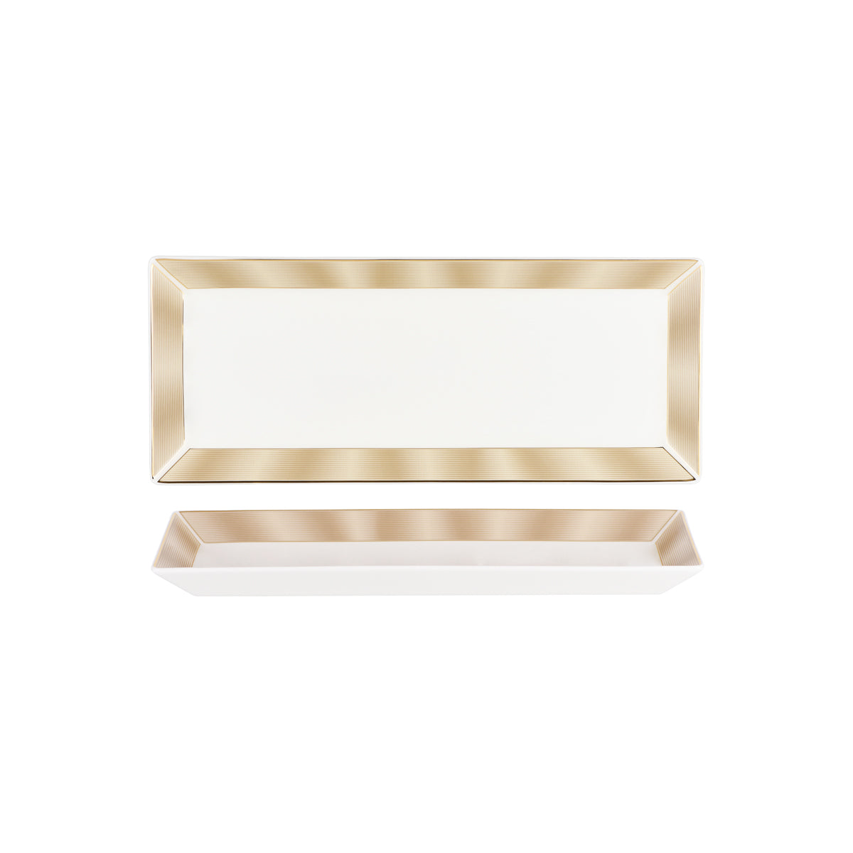 11730-4718 Nikko Japan Silk Champagne Rectangular Plate Narrow Rim 340mm Tomkin Australia Hospitality Supplies