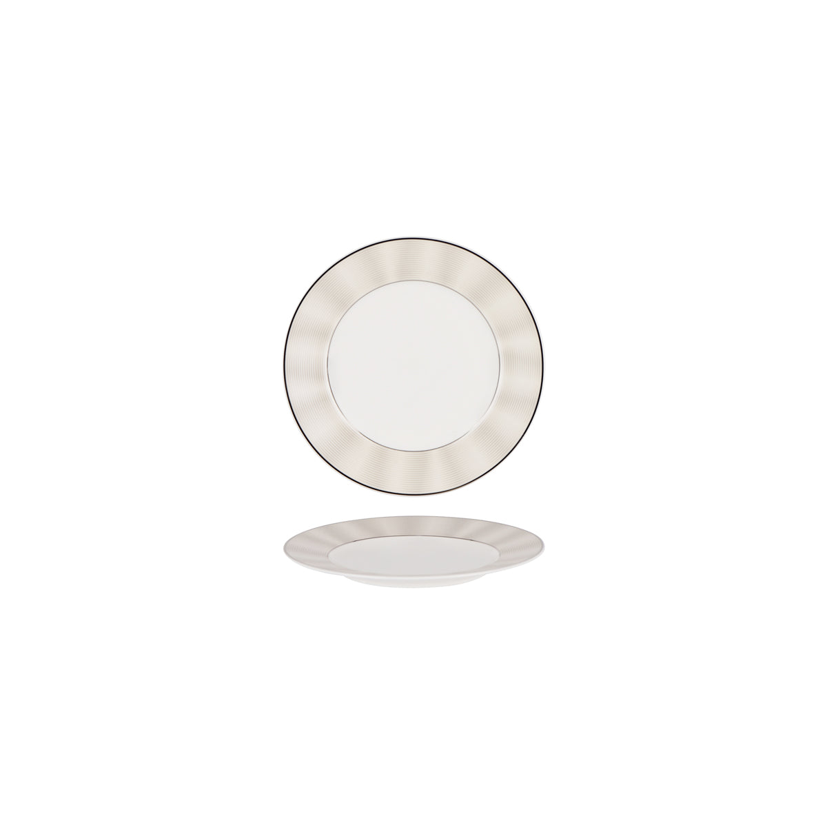 11733-1017 Nikko Japan Silk Platinum Round Plate Wide Rim 170mm Tomkin Australia Hospitality Supplies