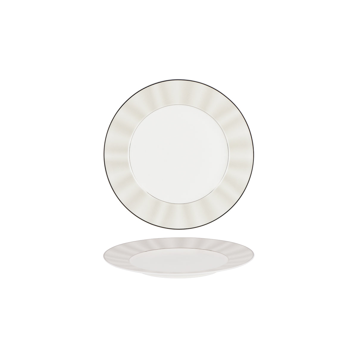 11733-1024 Nikko Japan Silk Platinum Round Plate Wide Rim 240mm Tomkin Australia Hospitality Supplies