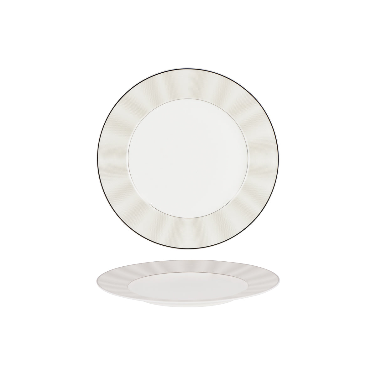 11733-1027 Nikko Japan Silk Platinum Round Plate Wide Rim 275mm Tomkin Australia Hospitality Supplies