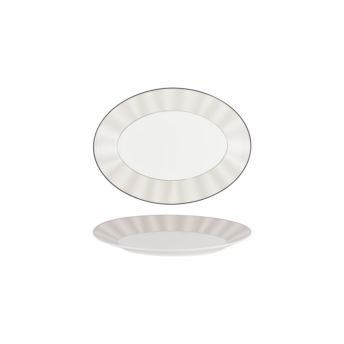 11733-4076H Nikko Japan Silk Platinum Oval Plate Wide Rim 260mm Tomkin Australia Hospitality Supplies