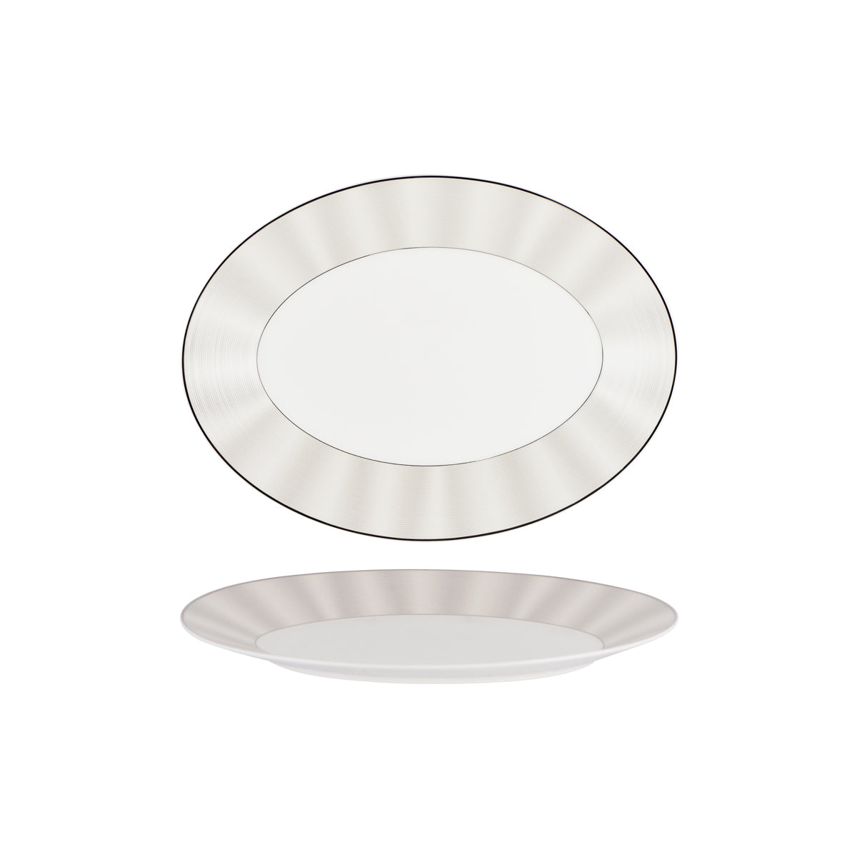 11733-4081H Nikko Japan Silk Platinum Oval Plate Wide Rim 310mm Tomkin Australia Hospitality Supplies