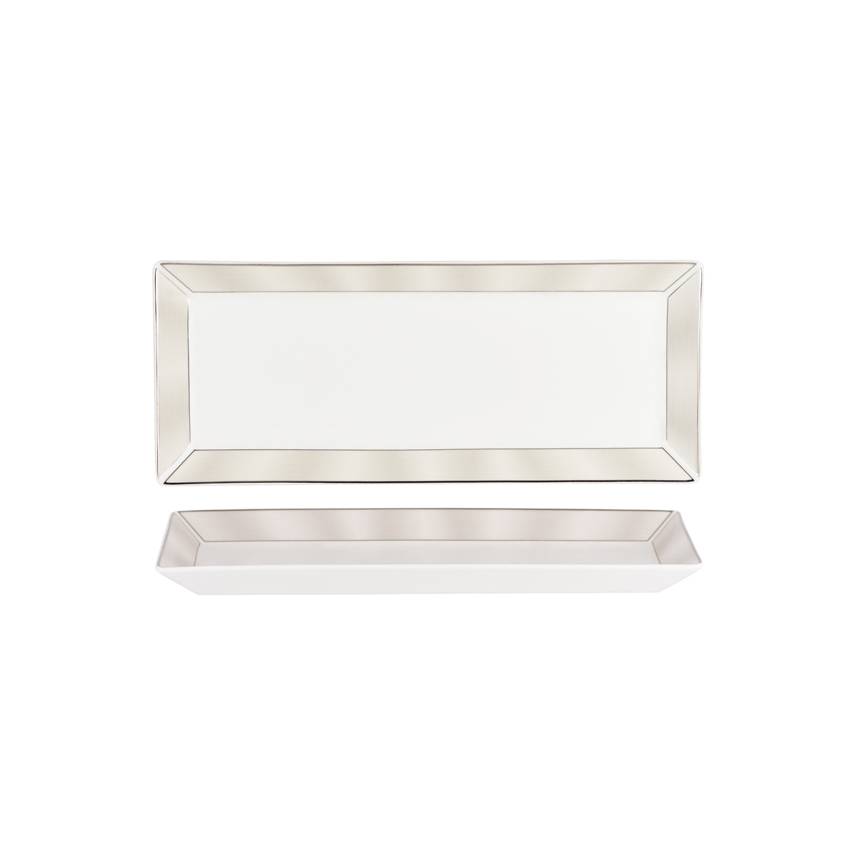 11733-4718 Nikko Japan Silk Platinum Rectangular Plate Narrow Rim 340mm Tomkin Australia Hospitality Supplies