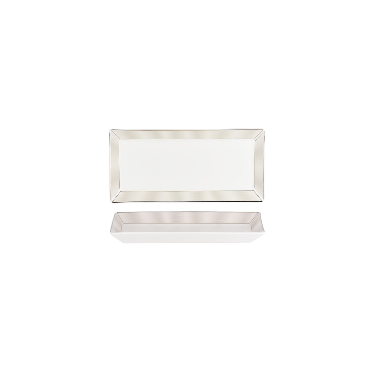 11733-4724 Nikko Japan Silk Platinum Rectangular Plate Narrow Rim 230mm Tomkin Australia Hospitality Supplies