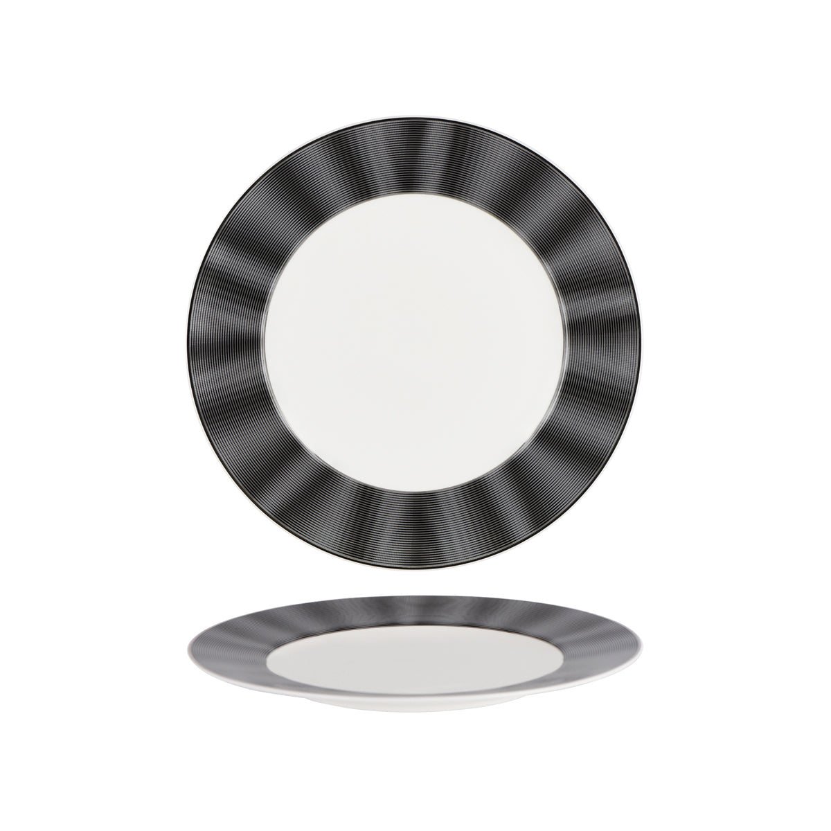 N11734-1010 Nikko Japan Silk Black Round Plate Wide Rim 300mm Tomkin Australia Hospitality Supplies