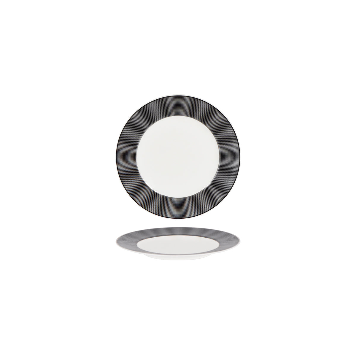 N11734-1019 Nikko Japan Silk Black Round Plate Wide Rim 190mm Tomkin Australia Hospitality Supplies