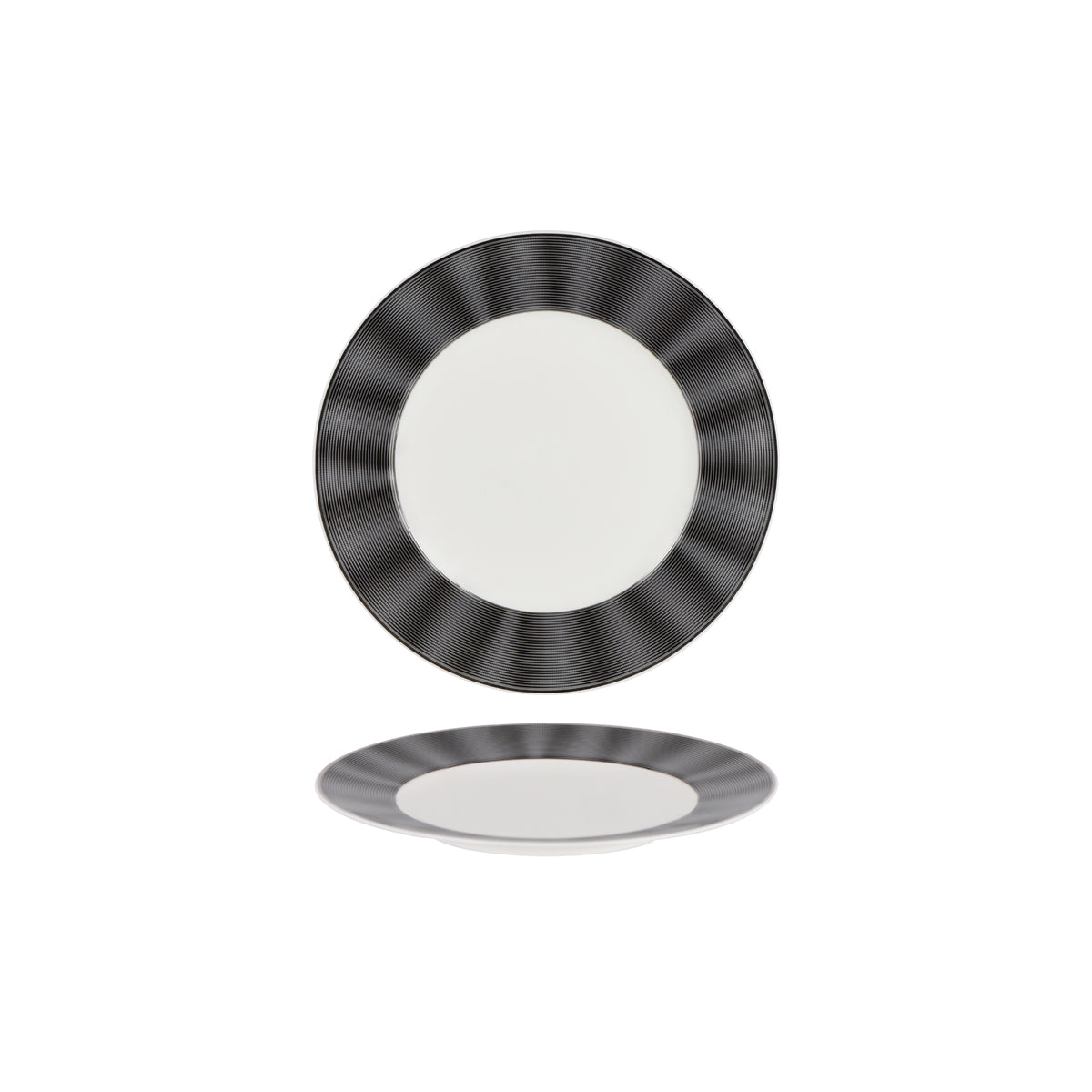 N11734-1024 Nikko Japan Silk Black Round Plate Wide Rim 240mm Tomkin Australia Hospitality Supplies