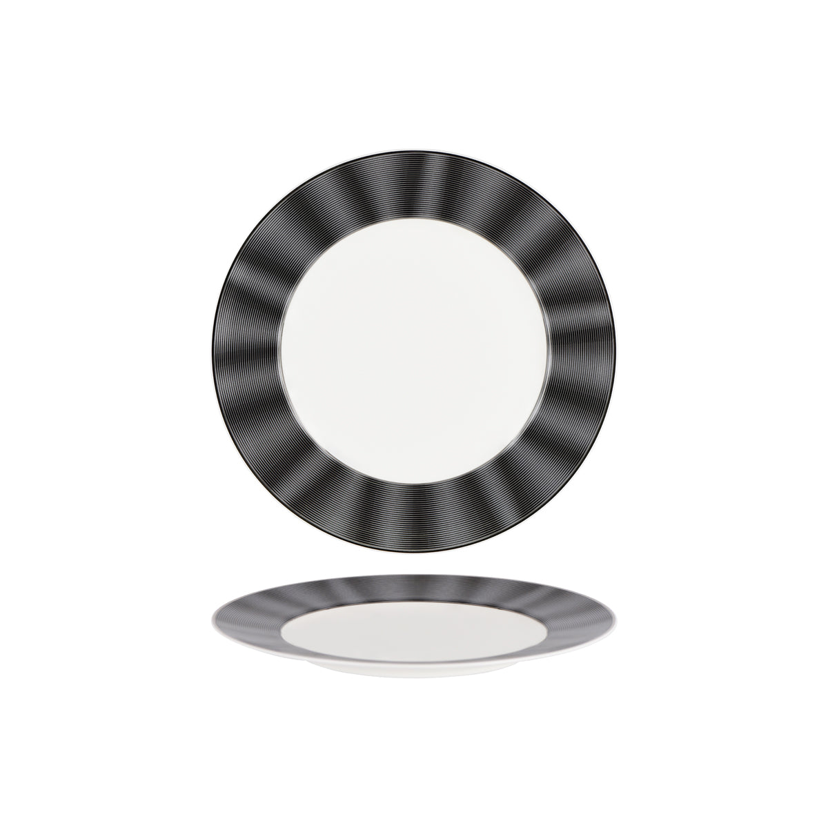 N11734-1027 Nikko Japan Silk Black Round Plate Wide Rim 275mm Tomkin Australia Hospitality Supplies