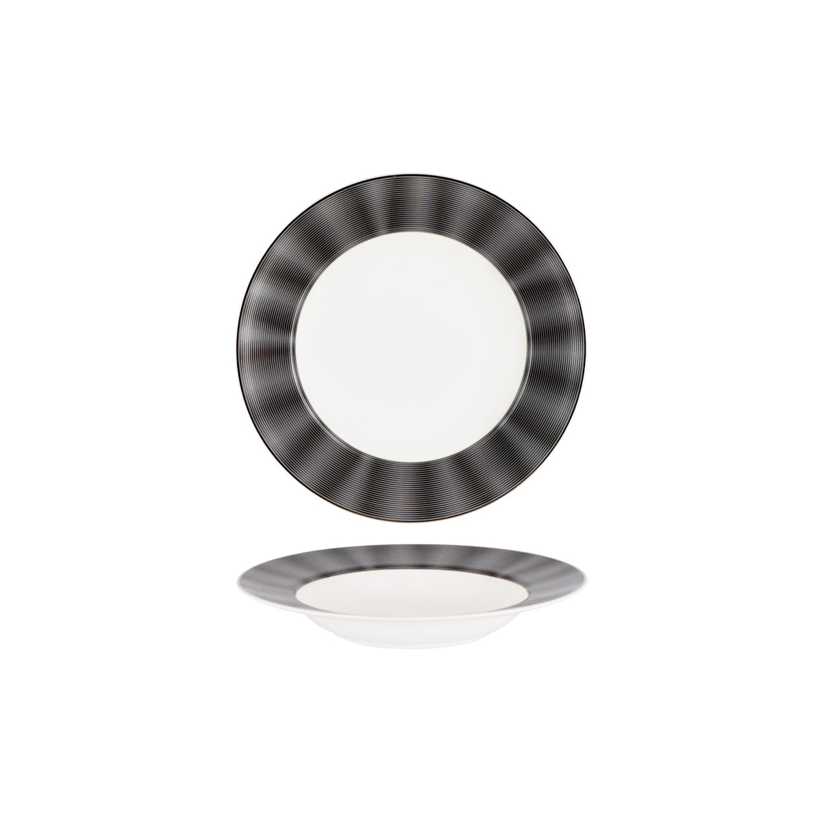 N11734-1224 Nikko Japan Silk Black Soup Plate Wide Rim 240mm Tomkin Australia Hospitality Supplies