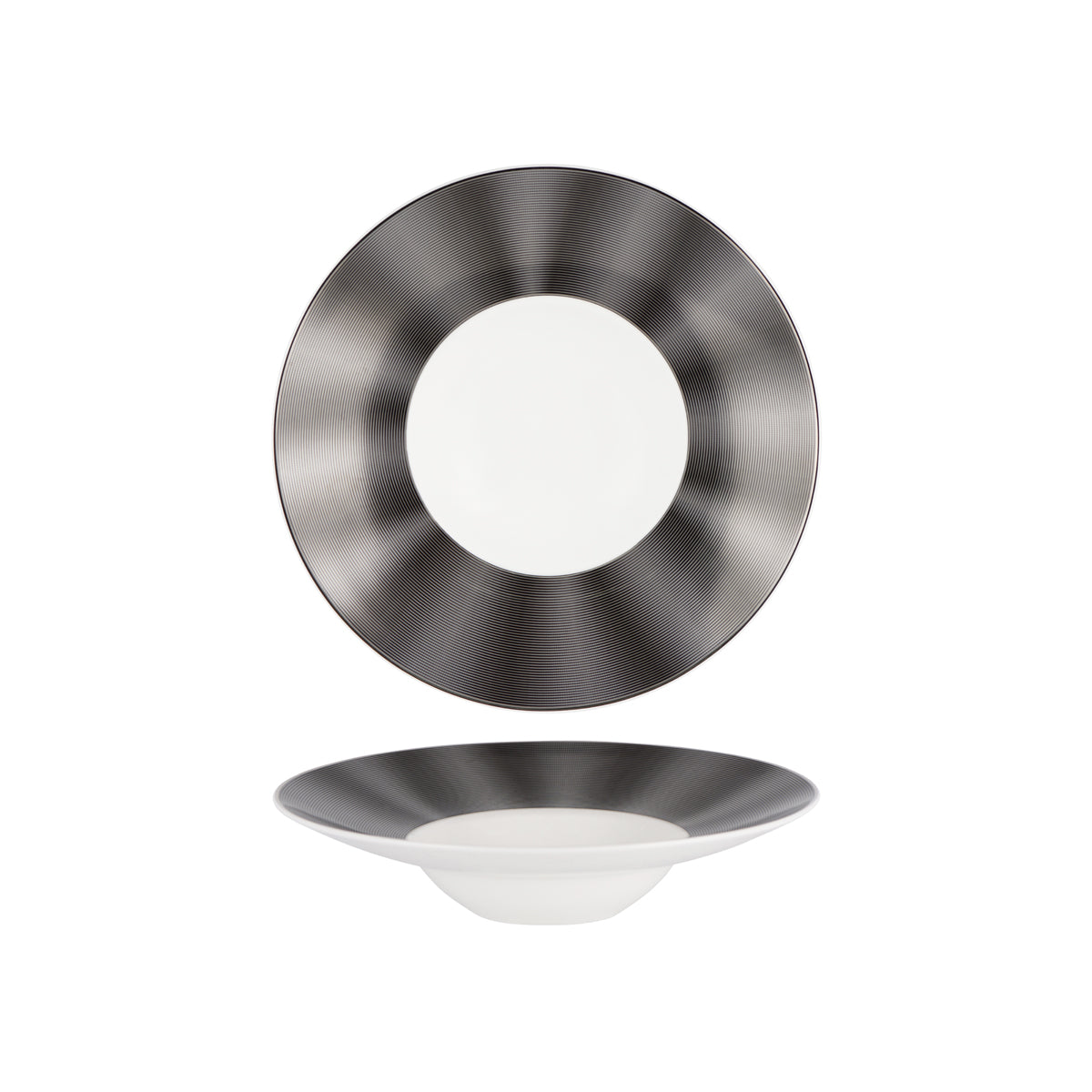 N11734-1428 Nikko Japan Silk Black Plate Wide Rim 280mm Tomkin Australia Hospitality Supplies