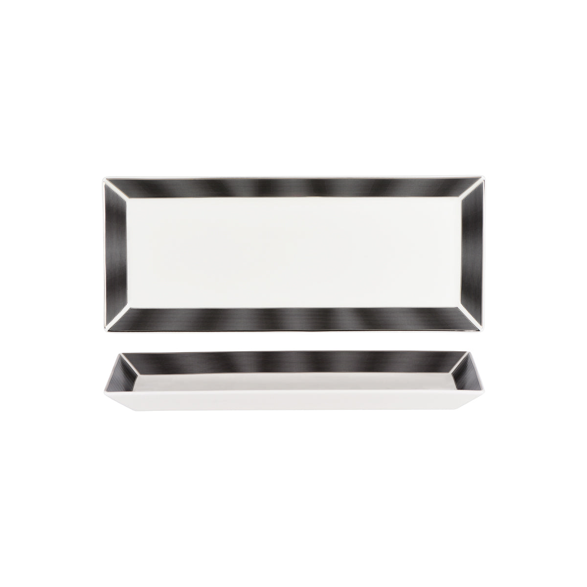 N11734-4718 Nikko Japan Silk Black Rectangular Plate Narrow Rim 340mm Tomkin Australia Hospitality Supplies