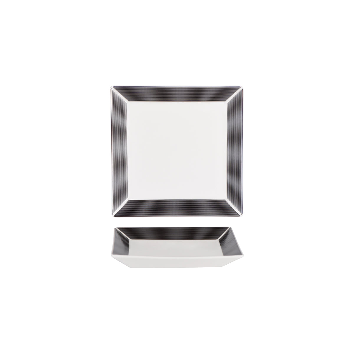 N11734-4720 Nikko Japan Silk Black Square Plate Wide Rim 196mm Tomkin Australia Hospitality Supplies