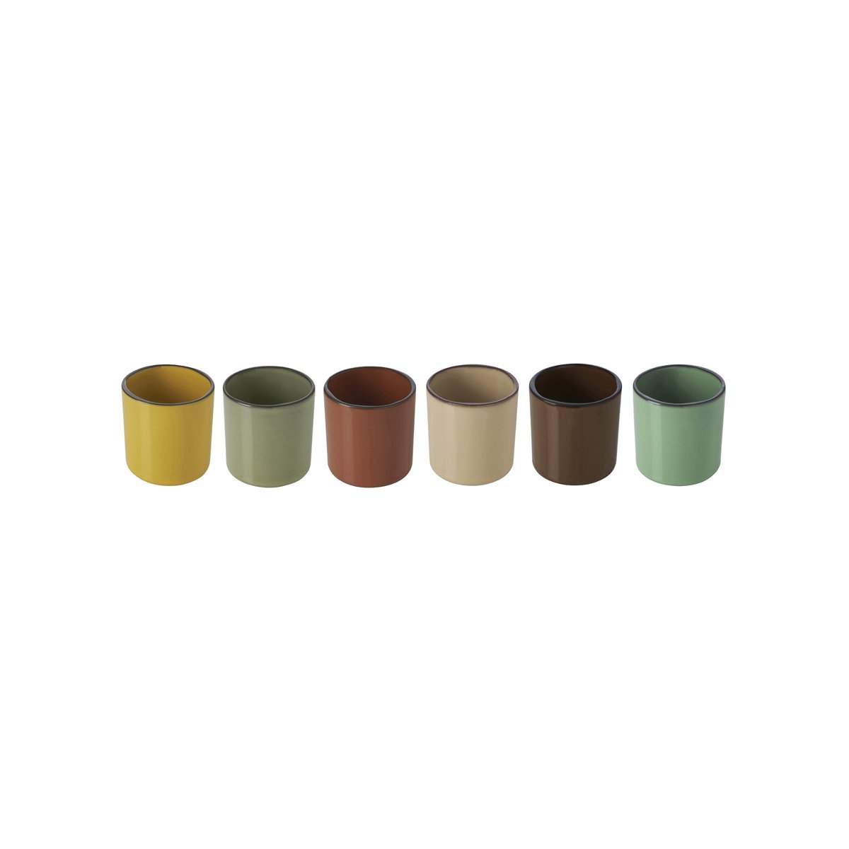 RV652999 Revol Caractere White Cumulus Cup Set 6pc Mixed Colours 80ml Tomkin Australia Hospitality Supplies