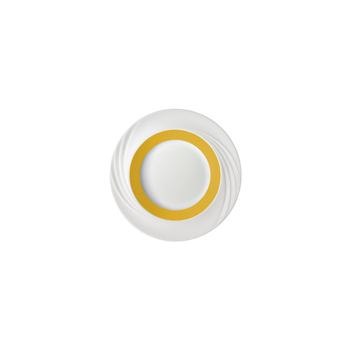 SH9181823/62981 Donna Senior Decor Round Deep Plate with Yellow Wide Band 230mm Tomkin Australia Hospitality Supplies
