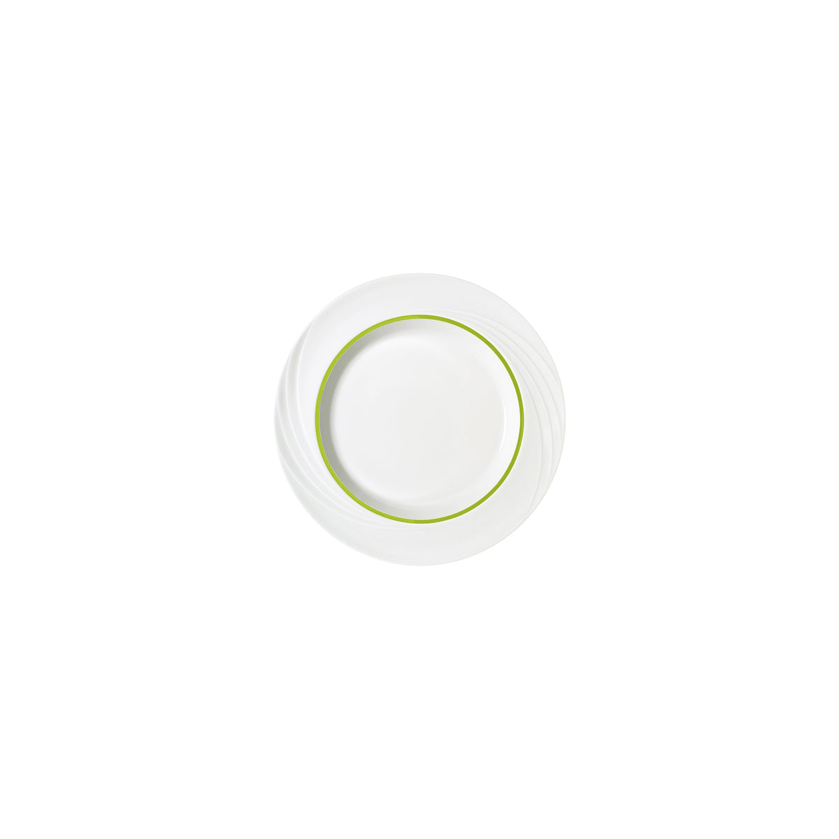 SH9181824/62940 Donna Senior Decor Round Flat Rim Plate with Light Green Narrow Band 240mm Tomkin Australia Hospitality Supplies