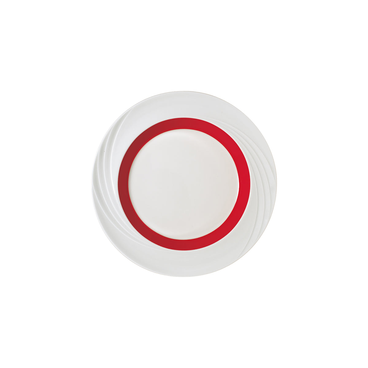 SH9181826/62931 Donna Senior Decor Round Flat Rim Plate with Red Wide Band 257mm Tomkin Australia Hospitality Supplies