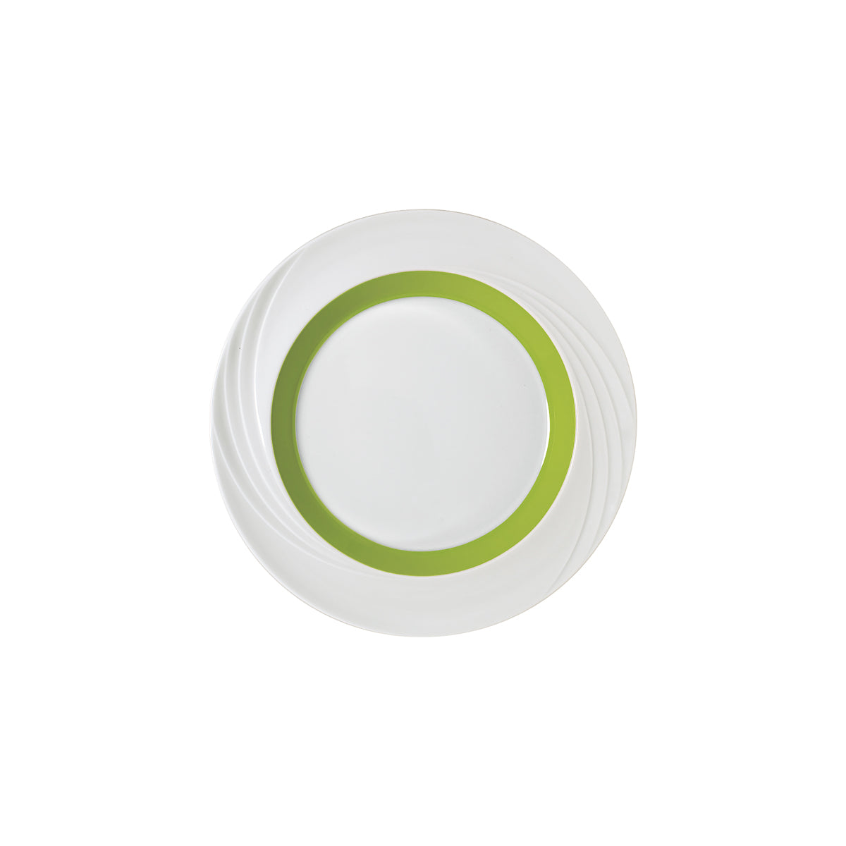 SH9181826/62941 Donna Senior Decor Round Flat Rim Plate with Light Green Wide Band 257mm Tomkin Australia Hospitality Supplies