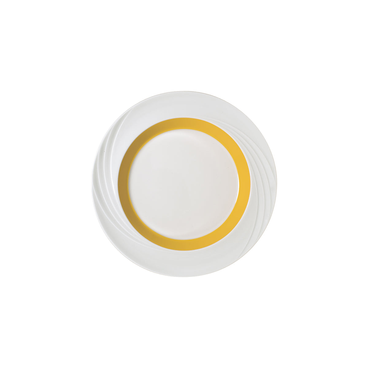 SH9181826/62981 Donna Senior Decor Round Flat Rim Plate with Yellow Wide Band 257mm Tomkin Australia Hospitality Supplies