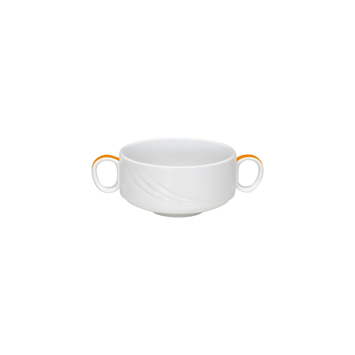 SH9182740/62991 Donna Senior Decor Stackable Soup Cup with 2 Handles with Orange Band 108x66mm / 480ml Tomkin Australia Hospitality Supplies